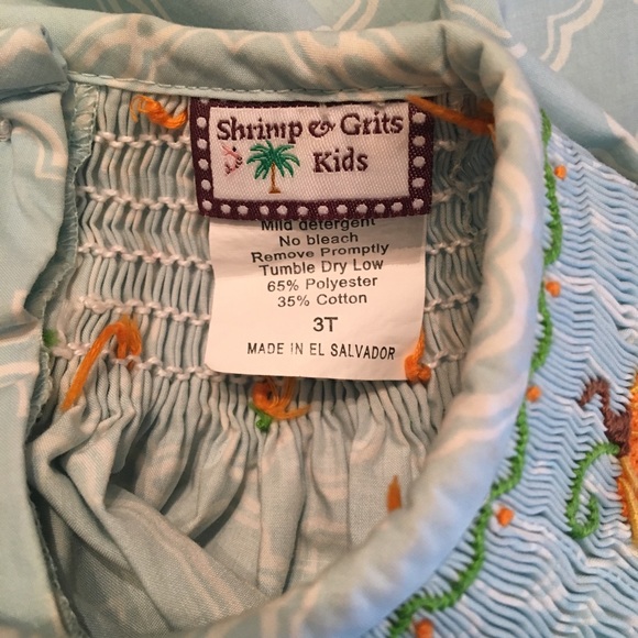 Shrimp & Grits Pumpkin Smocked Dress In Blue - 3T - Picture 8 of 8